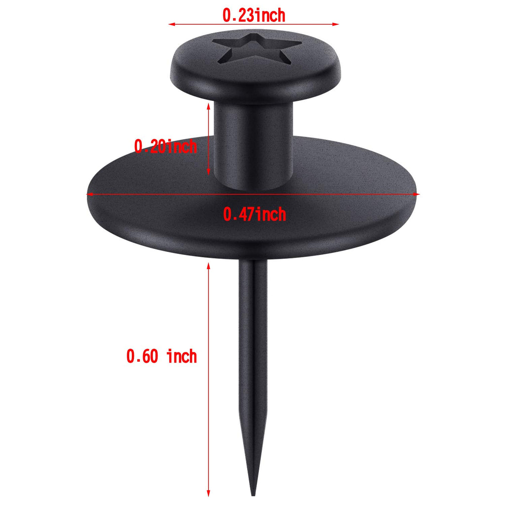 Push Pins Picture Hangers Double Headed Thumb Tacks Wall Hooks for Wall Hangings Picture Hangers Nails Small Photo Hanging Hook Pins for Home Office Photo Decor(Black,50 Pieces)