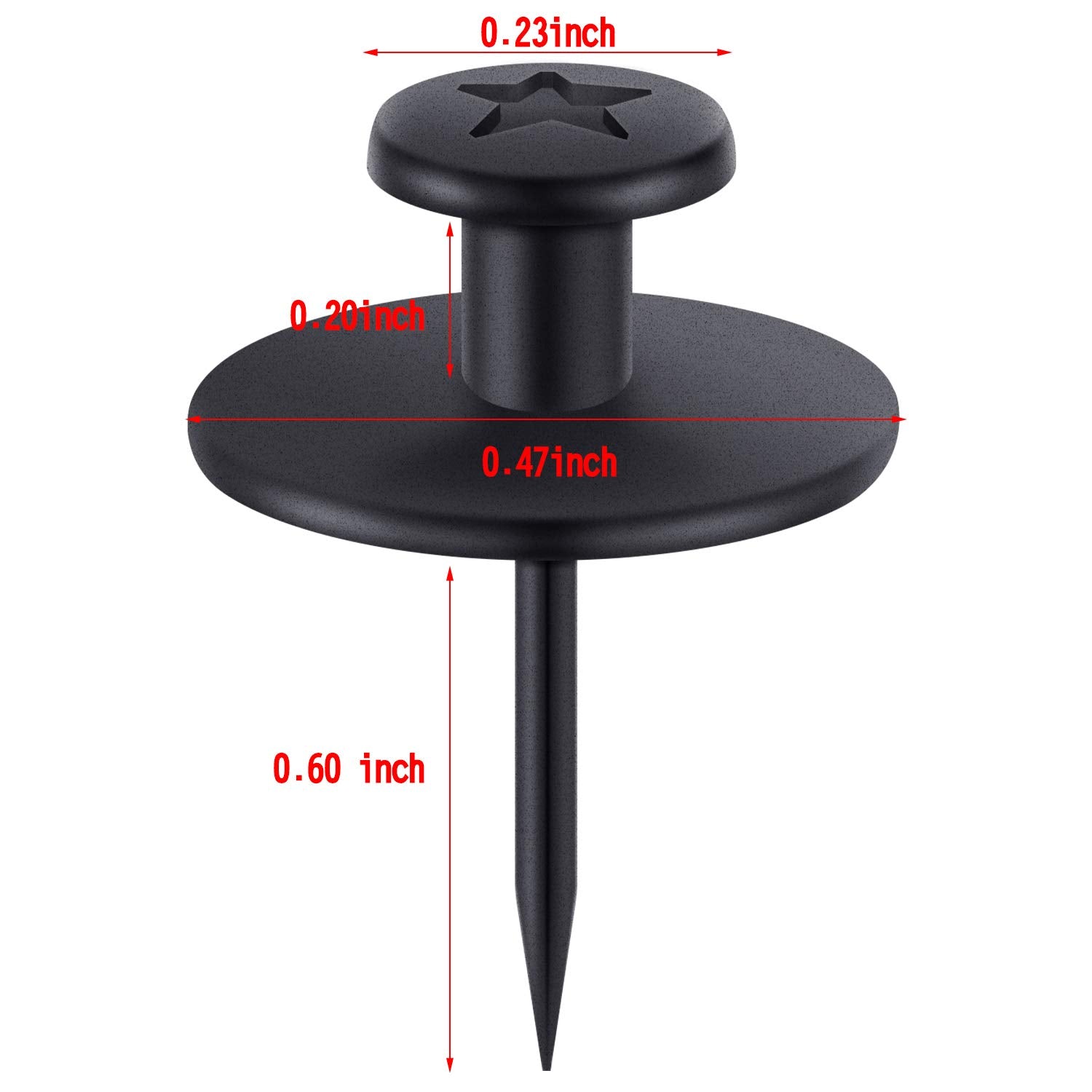 Push Pins Picture Hangers Double Headed Thumb Tacks Wall Hooks for Wall Hangings Picture Hangers Nails Small Photo Hanging Hook Pins for Home Office Photo Decor(Black,50 Pieces)