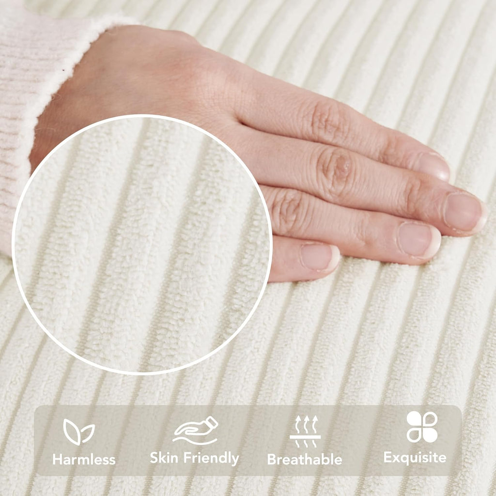 Modern Corduroy Throw Pillow Covers Set of 4 – Elegant Soft Cushion Covers, Machine Washable Home Decor for Living Room, Sofa, Bedroom | Cream White, 16X16 Inch