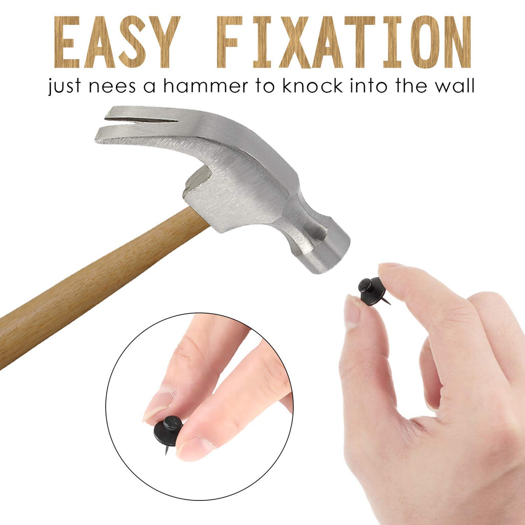 Push Pins Picture Hangers Double Headed Thumb Tacks Wall Hooks for Wall Hangings Picture Hangers Nails Small Photo Hanging Hook Pins for Home Office Photo Decor(Black,50 Pieces)