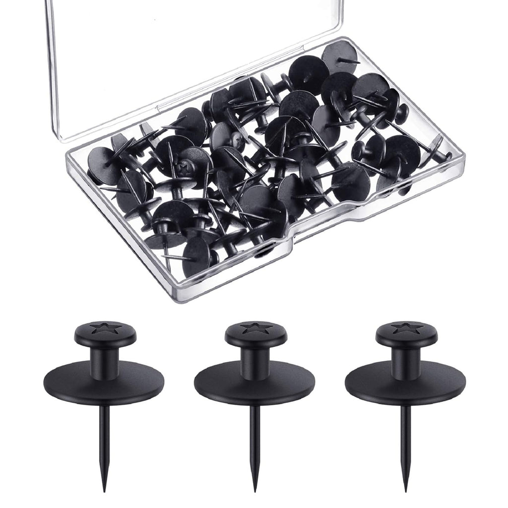 Push Pins Picture Hangers Double Headed Thumb Tacks Wall Hooks for Wall Hangings Picture Hangers Nails Small Photo Hanging Hook Pins for Home Office Photo Decor(Black,50 Pieces)